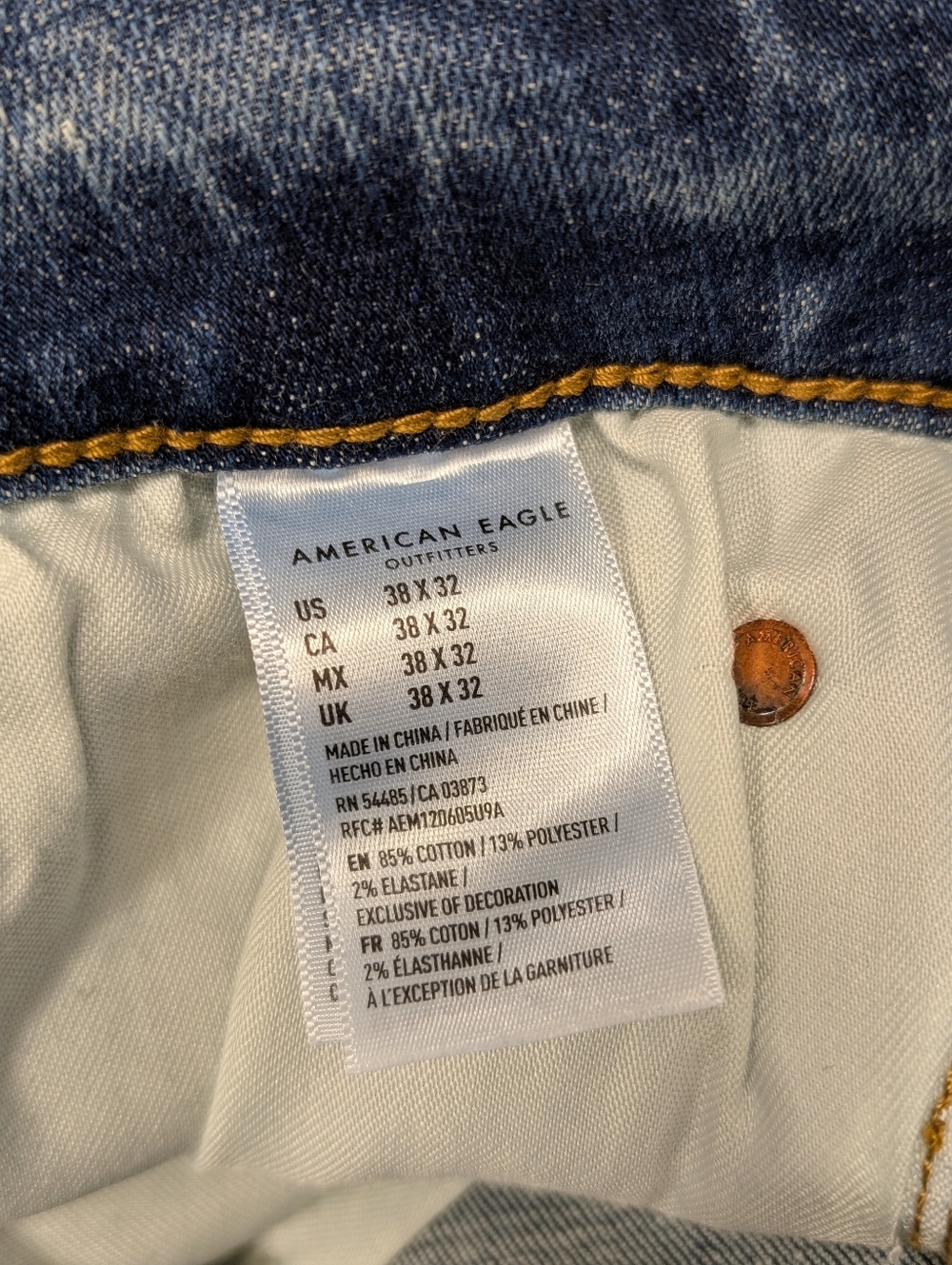 American Eagle Next Level Flex Original Taper Distressed Jeans 38x32 - Picture 10 of 15